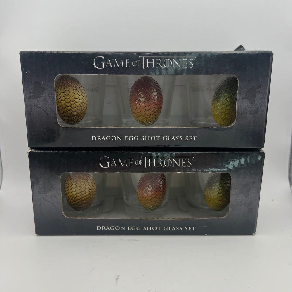 Game of Thrones Dragon Egg Shot Glass Set Dark Horse Deluxe HBO Set of 2